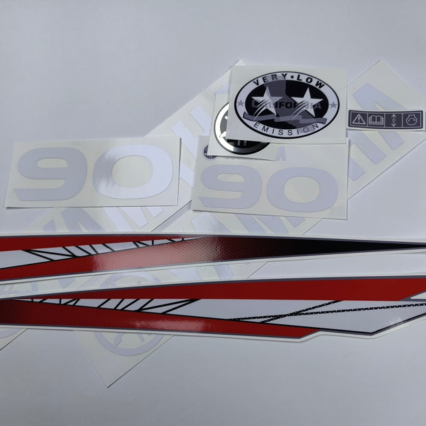 Vinyl graphic red decals set suitable for Yamaha 90 hp two stroke outboard engine. Vinyl stickers kit for yamaha 90 hp two stroke Handmade (Copy)