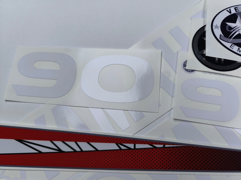 Vinyl graphic red decals set suitable for Yamaha 90 hp two stroke outboard engine. Vinyl stickers kit for yamaha 90 hp two stroke Handmade (Copy)