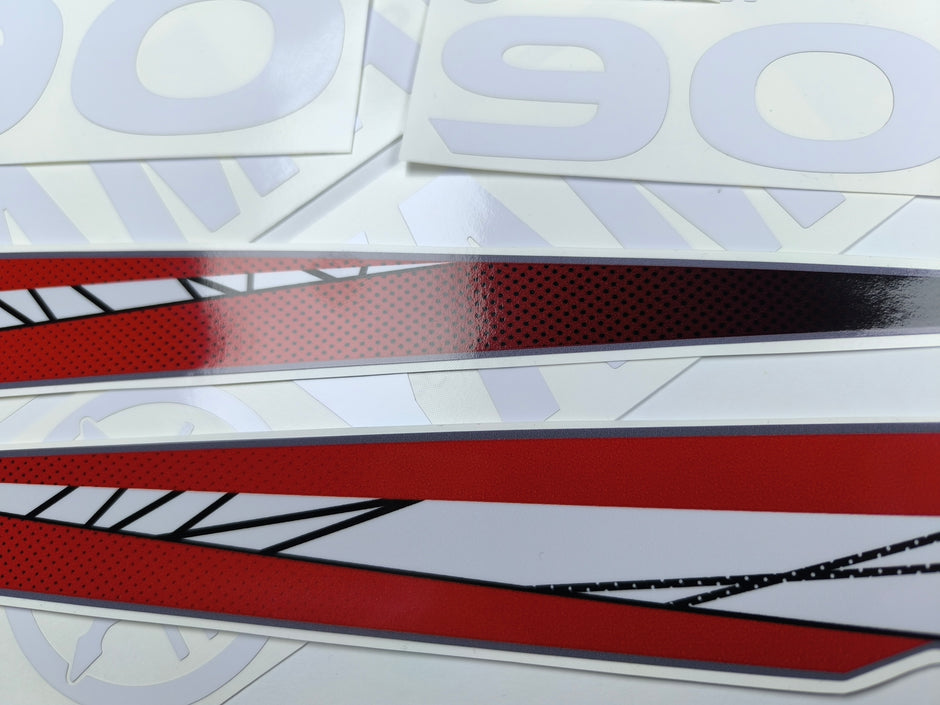 Vinyl graphic red decals set suitable for Yamaha 90 hp two stroke outboard engine. Vinyl stickers kit for yamaha 90 hp two stroke Handmade (Copy)