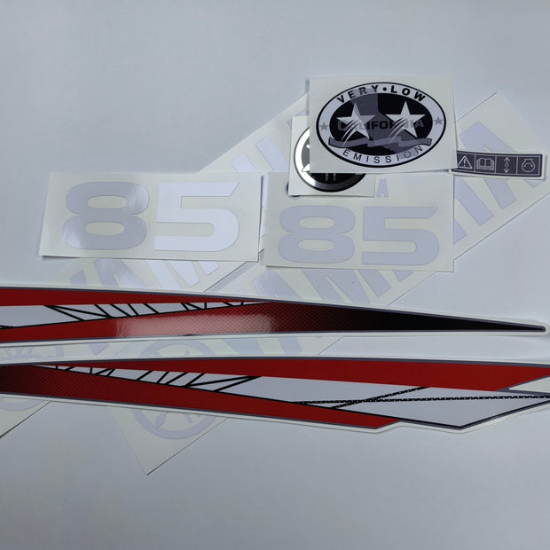 Vinyl graphic red decals set suitable for Yamaha 85 hp two stroke outboard engine. Vinyl stickers kit for Yamaha 85 hp two stroke Handmade