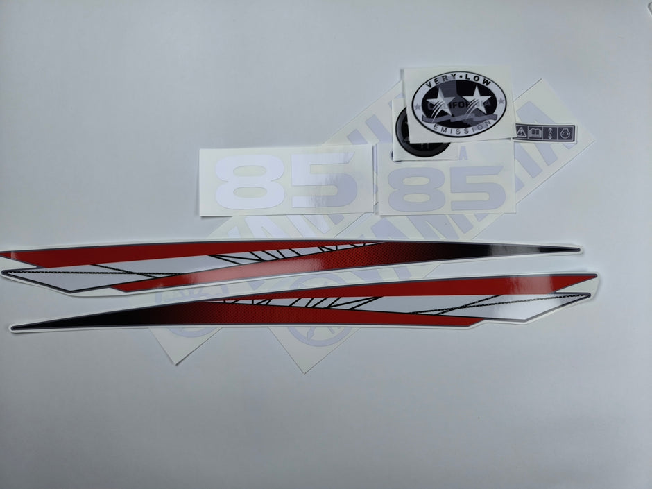 Vinyl graphic red decals set suitable for Yamaha 85 hp two stroke outboard engine. Vinyl stickers kit for Yamaha 85 hp two stroke Handmade