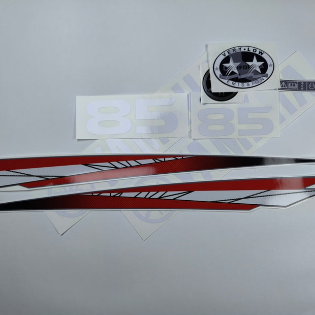 Vinyl graphic red decals set suitable for Yamaha 85 hp two stroke outboard engine. Vinyl stickers kit for Yamaha 85 hp two stroke Handmade