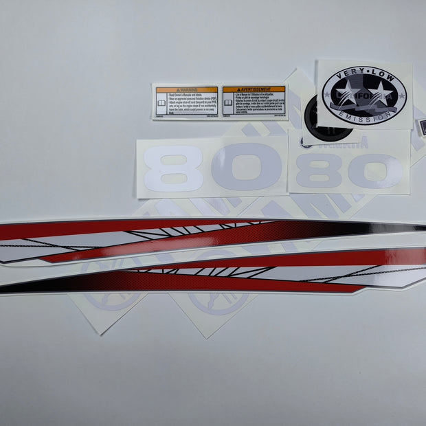 Vinyl graphic red decals set suitable for Yamaha 80 hp two stroke outboard engine. Vinyl stickers kit for Yamaha 80 hp two stroke Handmade