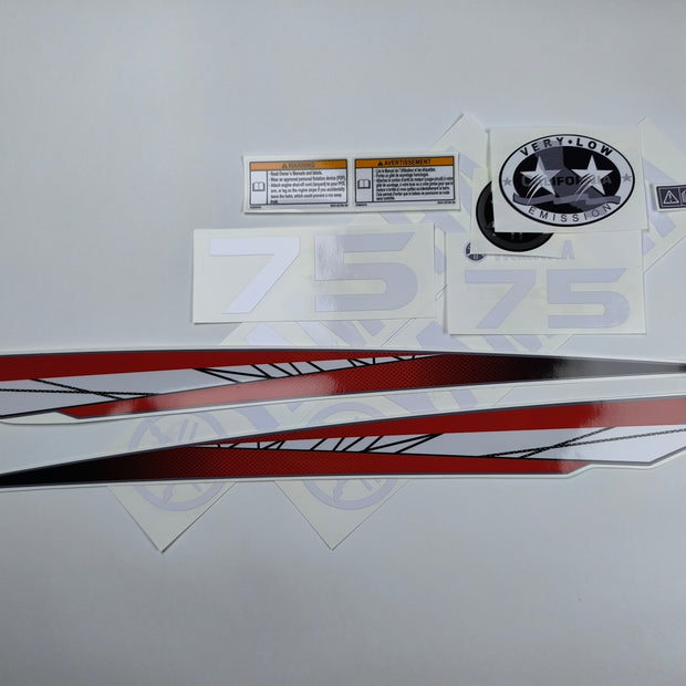 Vinyl graphic red decals set suitable for Yamaha 75 hp two stroke outboard engine. Vinyl stickers kit for Yamaha 75 hp two stroke Handmade