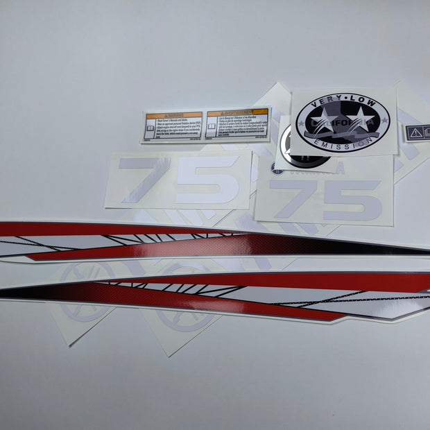 Vinyl graphic red decals set suitable for Yamaha 75 hp two stroke outboard engine. Vinyl stickers kit for Yamaha 75 hp two stroke Handmade