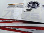 Vinyl graphic red decals set suitable for Yamaha 75 hp two stroke outboard engine. Vinyl stickers kit for Yamaha 75 hp two stroke Handmade