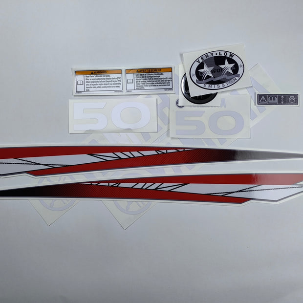 Vinyl red decals set suitable for Yamaha 50 hp two stroke outboard engine. Vinyl stickers kit for Yamaha 50 hp two stroke Handmade