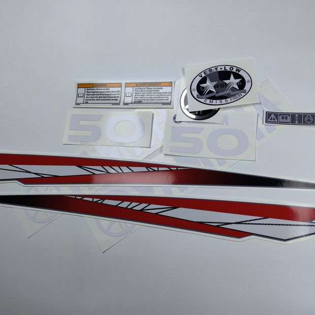 Vinyl red decals set suitable for Yamaha 50 hp two stroke outboard engine. Vinyl stickers kit for Yamaha 50 hp two stroke Handmade