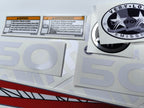 Vinyl red decals set suitable for Yamaha 50 hp two stroke outboard engine. Vinyl stickers kit for Yamaha 50 hp two stroke Handmade