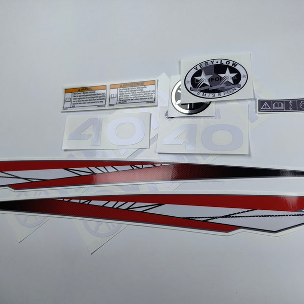 Vinyl graphic red decals set suitable for Yamaha 40 hp two stroke outboard engine. Vinyl stickers kit for Yamaha 40 hp two stroke Handmade
