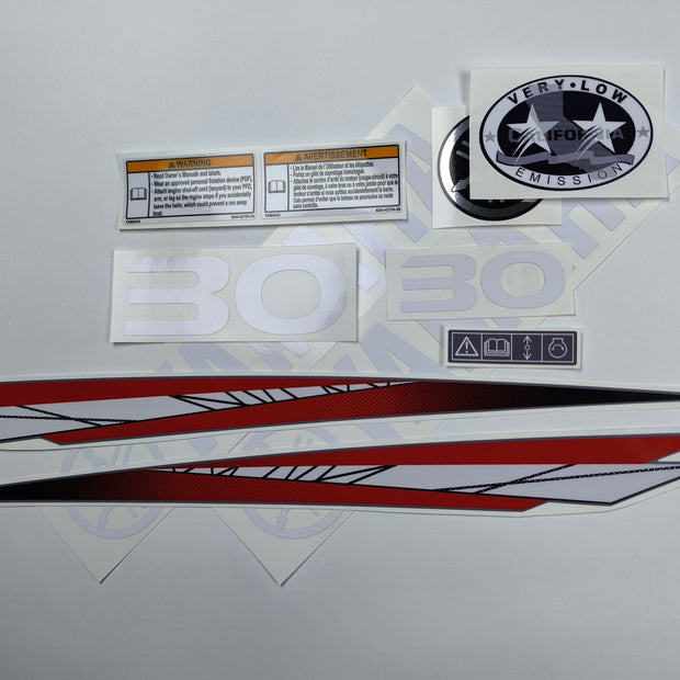 Vinyl graphic red decals set suitable for Yamaha 30 hp two stroke outboard engine. Vinyl stickers kit for Yamaha 30 hp two stroke Handmade