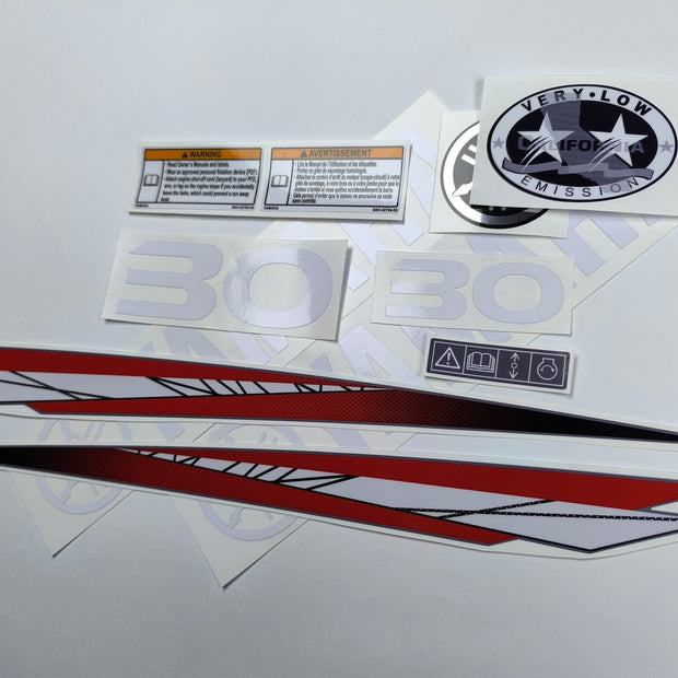 Vinyl graphic red decals set suitable for Yamaha 30 hp two stroke outboard engine. Vinyl stickers kit for Yamaha 30 hp two stroke Handmade