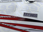 Vinyl graphic red decals set suitable for Yamaha 9.9 hp two stroke outboard engine. Vinyl stickers kit for Yamaha 9.9 hp two stroke Handmade