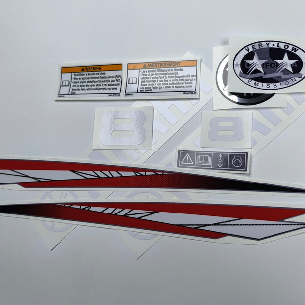 Vinyl graphic decals set suitable for Yamaha 8 hp two stroke outboard engine. Vinyl stickers kit for Yamaha 8 hp two stroke Handmade