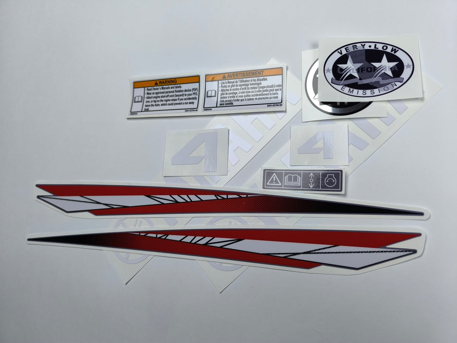 Vinyl graphic decals set suitable for Yamaha 4 hp two stroke outboard engine. Vinyl stickers kit for Yamaha 4 hp two stroke Handmade