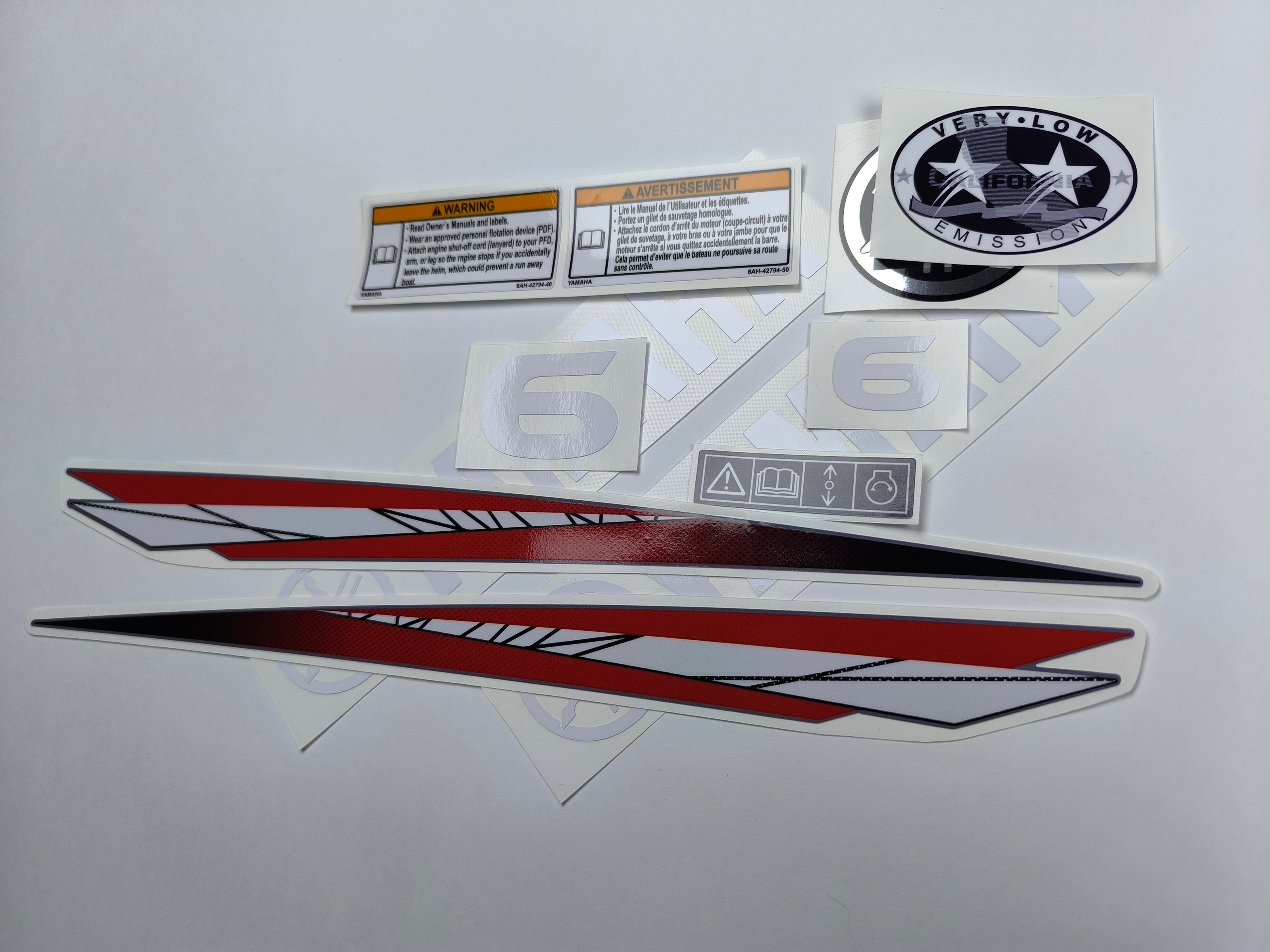 Vinyl graphic decals set suitable for Yamaha 6 hp two stroke outboard engine. Vinyl stickers kit for Yamaha 6 hp two stroke Handmade