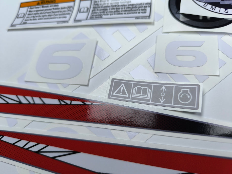 Vinyl graphic decals set suitable for Yamaha 6 hp two stroke outboard engine. Vinyl stickers kit for Yamaha 6 hp two stroke Handmade