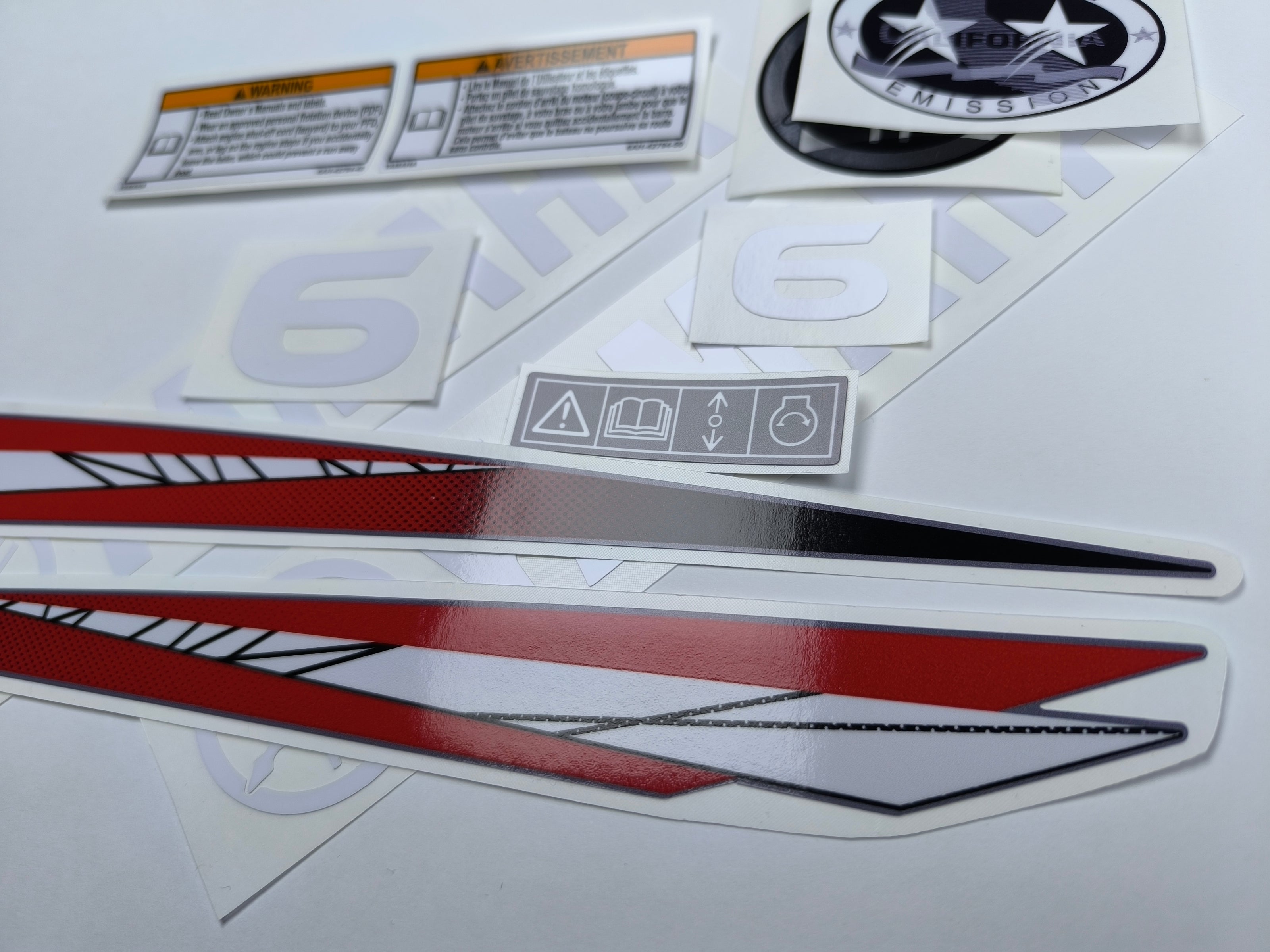 Vinyl graphic decals set suitable for Yamaha 6 hp two stroke outboard engine. Vinyl stickers kit for Yamaha 6 hp two stroke Handmade
