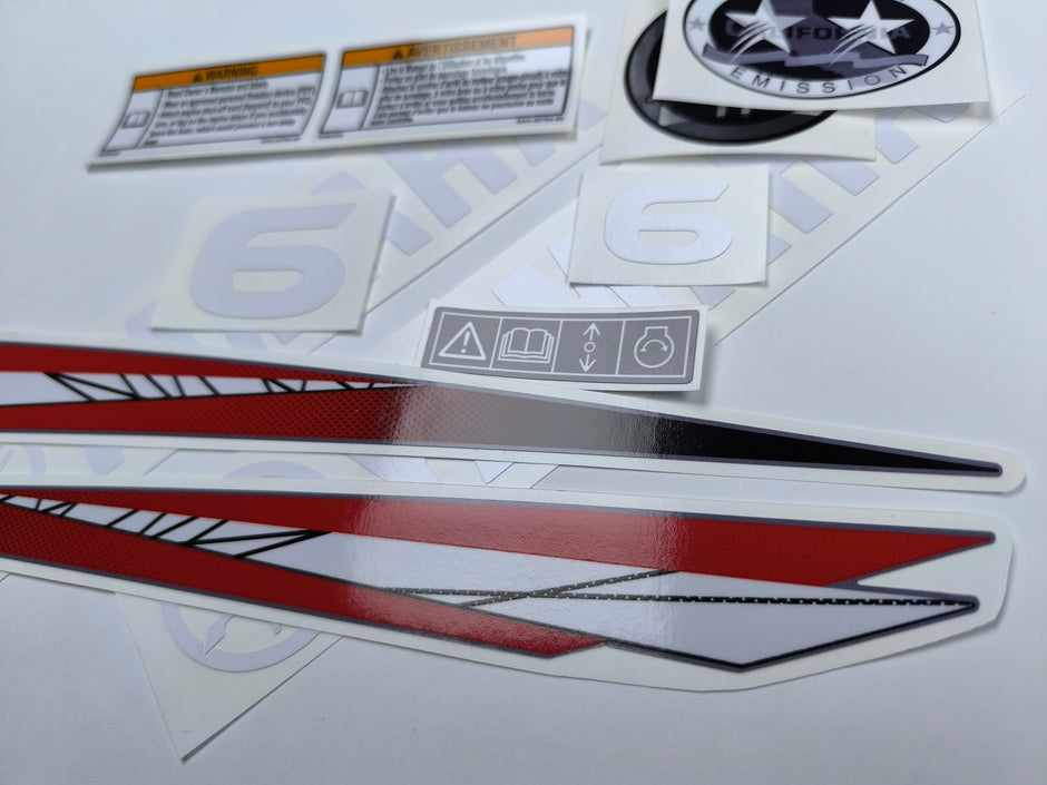 Vinyl graphic decals set suitable for Yamaha 6 hp two stroke outboard engine. Vinyl stickers kit for Yamaha 6 hp two stroke Handmade