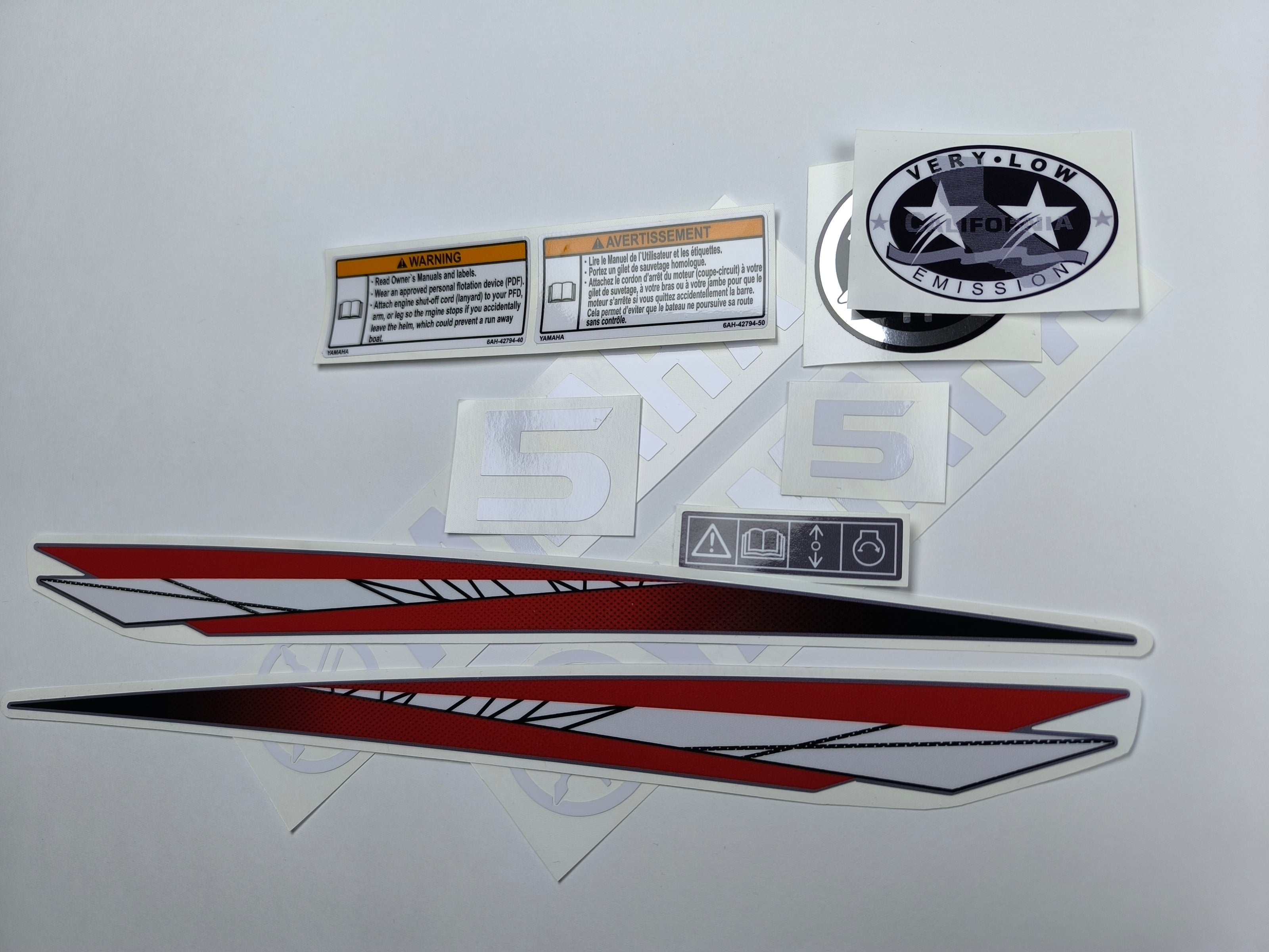 Vinyl graphic decals set suitable for Yamaha 5 hp two stroke outboard engine. Vinyl stickers kit for Yamaha 5 hp two stroke Handmade