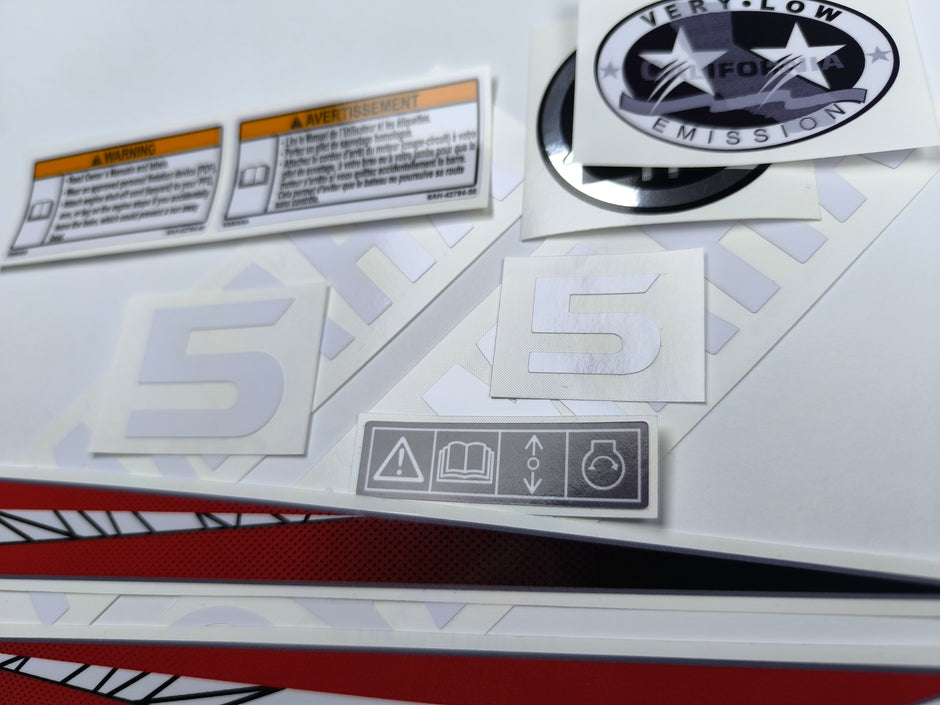 Vinyl graphic decals set suitable for Yamaha 5 hp two stroke outboard engine. Vinyl stickers kit for Yamaha 5 hp two stroke Handmade
