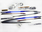 Vinyl graphic metalized silver shimmer decals set suitable for Yamaha 20 hp four stroke outboard engine. Vinyl stickers kit for yamaha 20 hp four stroke Handmade