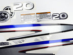 Vinyl graphic metalized silver shimmer decals set suitable for Yamaha 20 hp four stroke outboard engine. Vinyl stickers kit for yamaha 20 hp four stroke Handmade