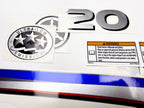 Vinyl graphic metalized silver shimmer decals set suitable for Yamaha 20 hp four stroke outboard engine. Vinyl stickers kit for yamaha 20 hp four stroke Handmade