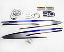 Vinyl graphic metalized silver shimmer decals set suitable for Yamaha 30 hp two stroke outboard engine. Vinyl stickers kit for Yamaha 30 hp two stroke Handmade