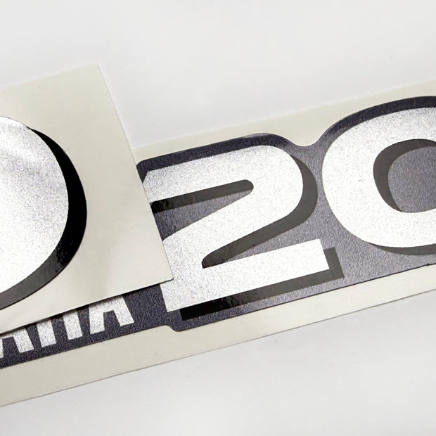 Vinyl graphic metalized silver shimmer decal number for Yamaha 20 hp four stroke outboard engine. Vinyl sticke numbers kit for yamaha 20 hp four stroke Handmade