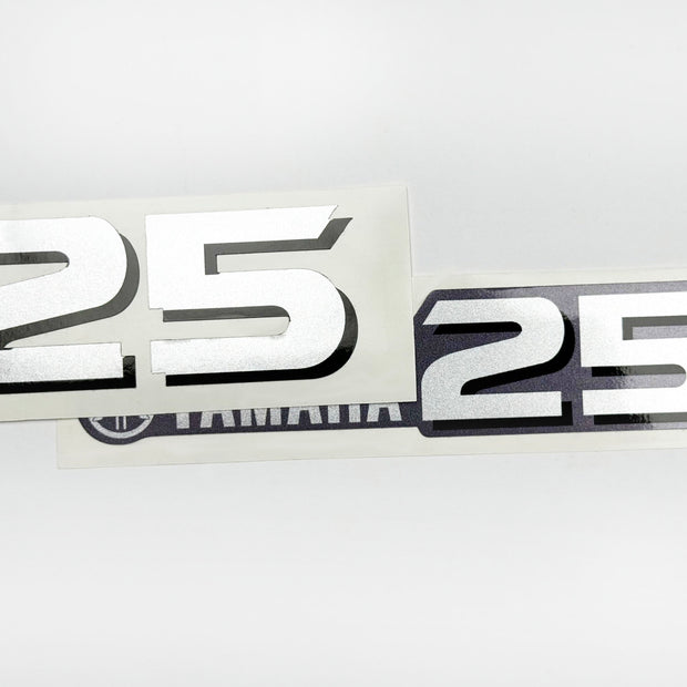 Vinyl graphic metalized silver shimmer decal number for Yamaha 25 hp four stroke outboard engine. Vinyl sticke numbers kit for yamaha 25 hp four stroke Handmade
