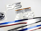 Vinyl graphic metalized silver shimmer decals set suitable for Yamaha 55 hp two stroke outboard engine. Vinyl stickers kit for Yamaha 55 hp two stroke Handmade