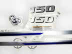 Vinyl graphic metalized silver shimmer decals set suitable for Yamaha 150 hp four stroke outboard engine. Vinyl stickers kit for Yamaha 150 hp four stroke Handmade