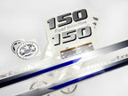 Vinyl graphic metalized silver shimmer decals set suitable for Yamaha 150 hp four stroke outboard engine. Vinyl stickers kit for Yamaha 150 hp four stroke Handmade