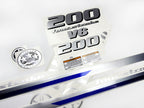 Vinyl silver shimmer decals set suitable for Yamaha 200 hp four stroke V 6 outboard engine. Vinyl stickers kit for Yamaha 200 hp Handmade