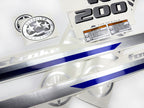 Vinyl silver shimmer decals set suitable for Yamaha 200 hp four stroke V 6 outboard engine. Vinyl stickers kit for Yamaha 200 hp Handmade