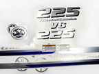 Vinyl silver shimmer decals set suitable for Yamaha 225 hp V 6 four stroke outboard engine. Vinyl stickers kit for Yamaha 225 hp Handmade
