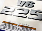 Vinyl silver shimmer decals set suitable for Yamaha 225 hp V 6 four stroke outboard engine. Vinyl stickers kit for Yamaha 225 hp Handmade