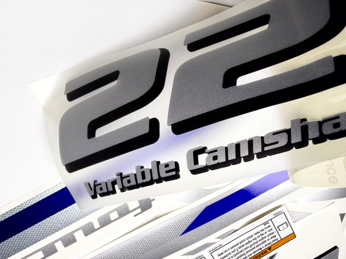 Vinyl silver shimmer decals set suitable for Yamaha 225 hp four stroke outboard engine. Vinyl stickers kit for Yamaha 225 hp Handmade