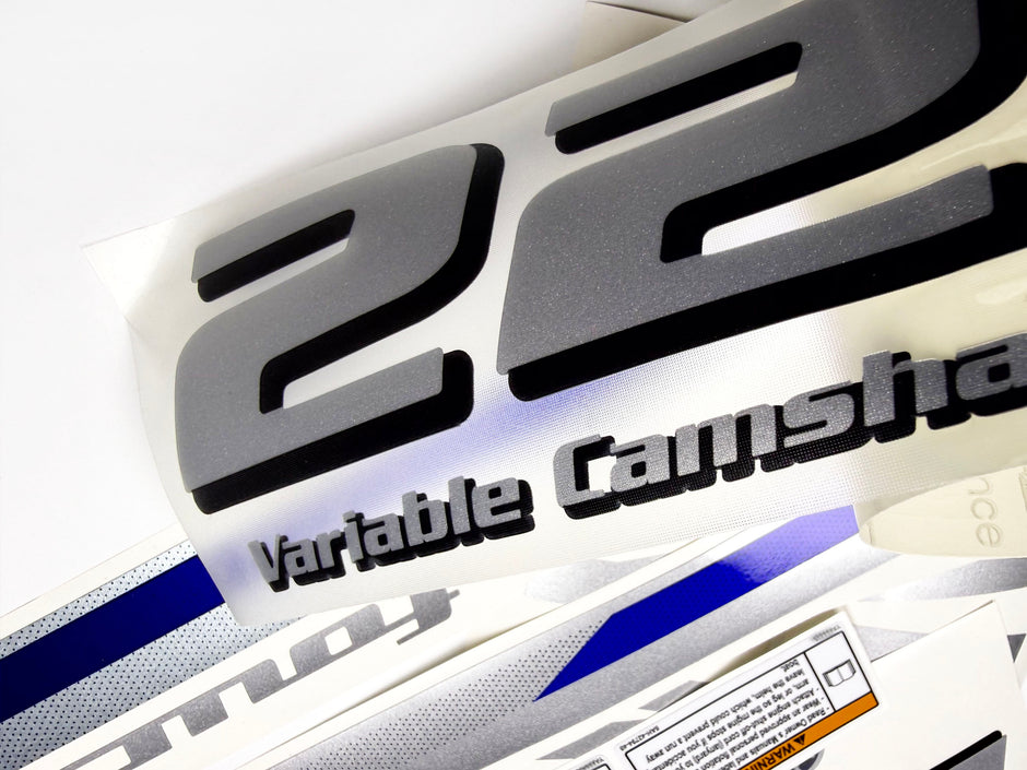 Vinyl silver shimmer decals set suitable for Yamaha 225 hp four stroke outboard engine. Vinyl stickers kit for Yamaha 225 hp Handmade