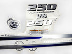 Vinyl silver shimmer decals set suitable for Yamaha 250 hp V 6 four stroke outboard engine. Vinyl stickers kit for Yamaha 250 hp Handmade