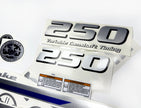 Vinyl silver shimmer decals set suitable for Yamaha 250 hp four stroke outboard engine. Vinyl stickers kit for Yamaha 250 hp Handmade