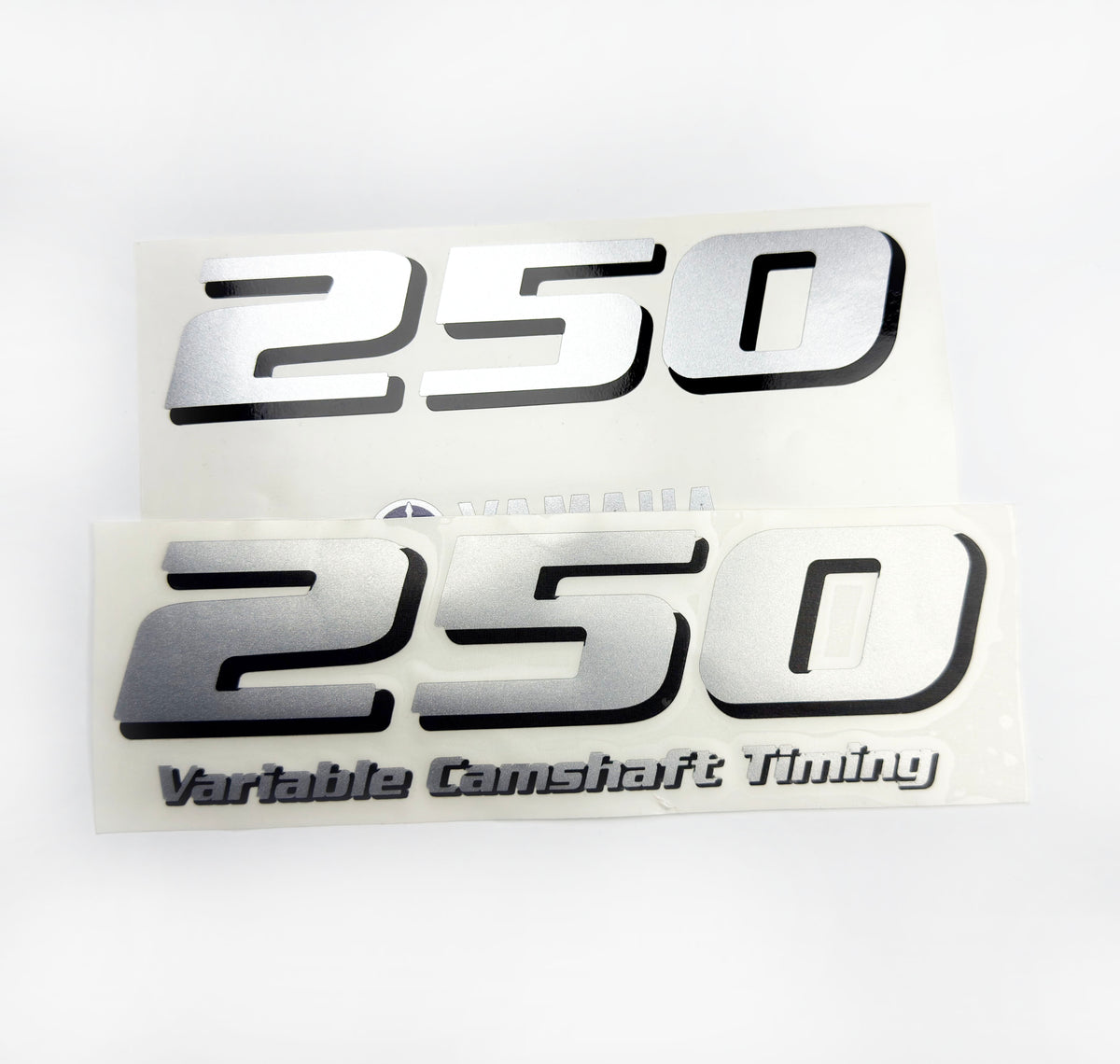 Vinyl silver shimmer decals set suitable for Yamaha 250 hp four stroke outboard engine. Vinyl stickers kit for Yamaha 250 hp Handmade
