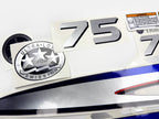 Vinyl silver shimmer film decals set suitable for Yamaha 70 hp two stroke outboard engine. Vinyl stickers kit for Yamaha 70 hp two stroke Handmade