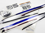 Vinyl silver shimmer film decals set suitable for Yamaha 85 hp two stroke outboard engine. Vinyl stickers kit for Yamaha 85 hp two stroke Handmade