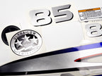 Vinyl silver shimmer film decals set suitable for Yamaha 85 hp two stroke outboard engine. Vinyl stickers kit for Yamaha 85 hp two stroke Handmade