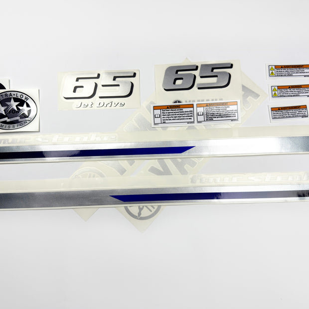Vinyl silver shimmer decals set suitable for Yamaha 65 hp jet drive four stroke  outboard engine. Vinyl stickers kit for Yamaha 65 hp two stroke Handmade