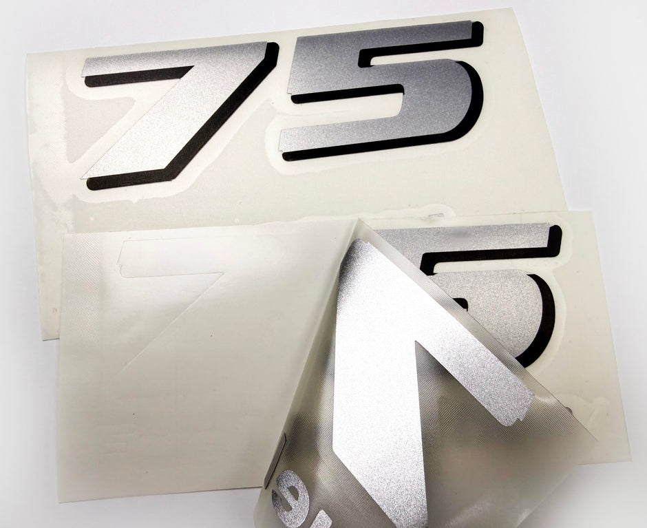 Vinyl silver shimmer decals set suitable for Yamaha 75 hp four stroke  outboard engine. Vinyl stickers kit for Yamaha 75 hp Handmade