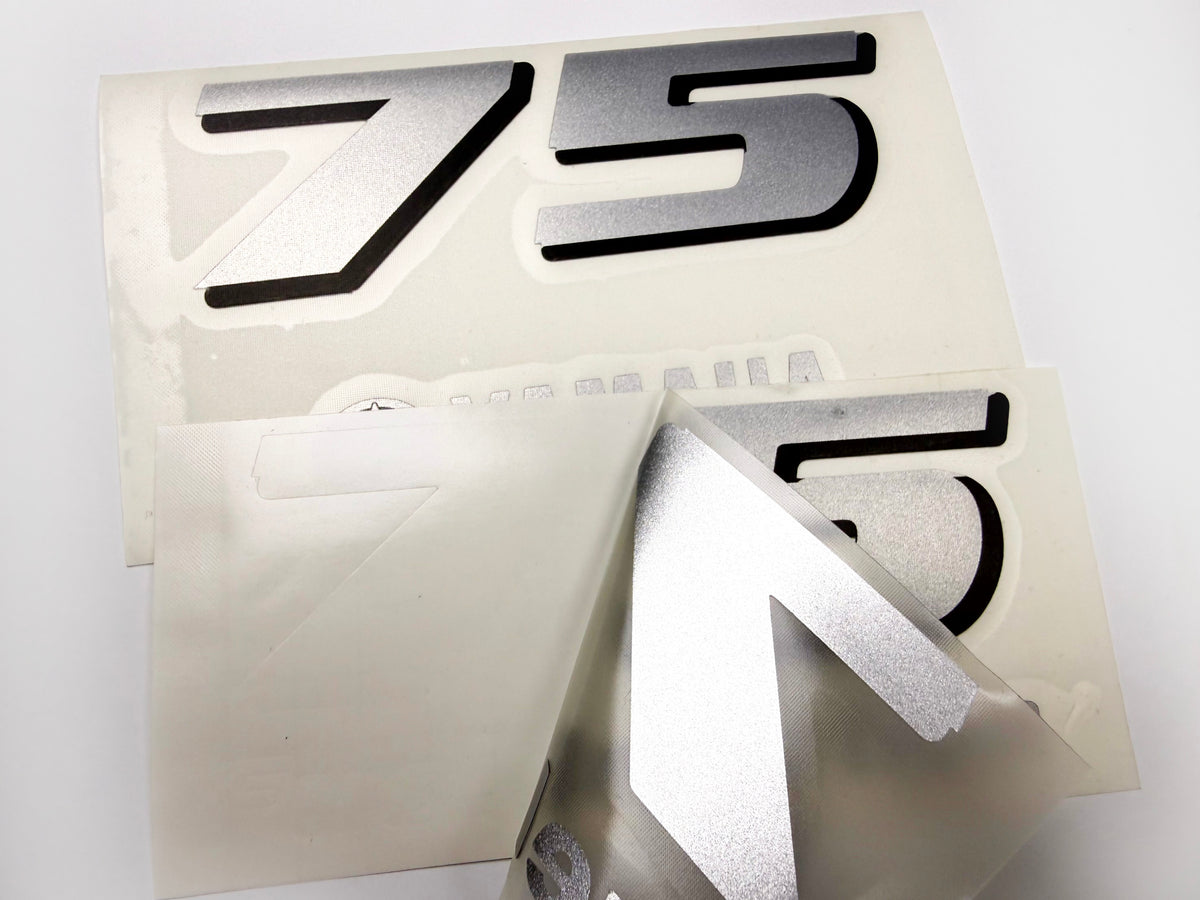 Vinyl silver shimmer decals set suitable for Yamaha 75 hp four stroke  outboard engine. Vinyl stickers kit for Yamaha 75 hp Handmade
