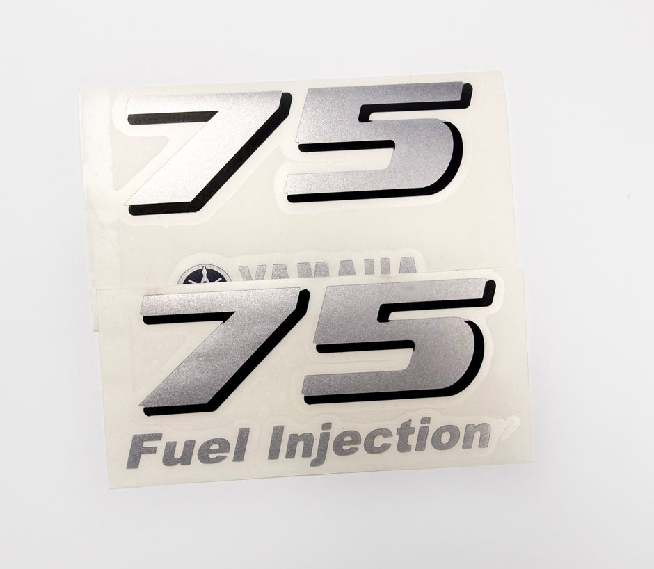 Vinyl silver shimmer decals set suitable for Yamaha 75 hp four stroke  outboard engine. Vinyl stickers kit for Yamaha 75 hp Handmade